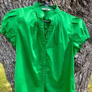 Banana republic short puff sleeve button up blouse
